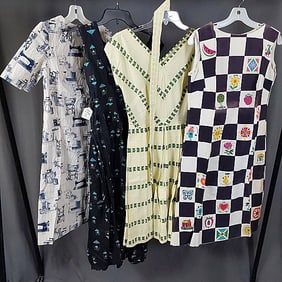 4 Vintage c1960 Conversational Dresses