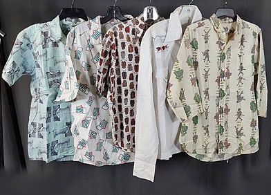 5 Vintage c1960 Mens Patterned Shirts
