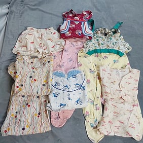 7 Vintage 1940-1950 Childrens Clothing - Pajamas and more