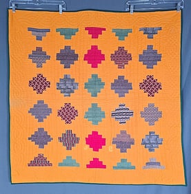 Antique c1880 Courthouse Steps Baby Quilt