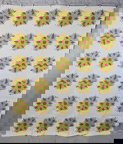 Antique c1860 Mariners Compass Quilt