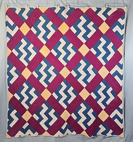 Antique c1900 Virginia Worm Fence Quilt
