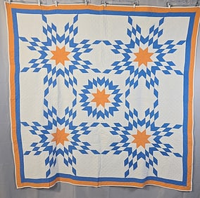 Vintage c1930 Touching Stars Quilt