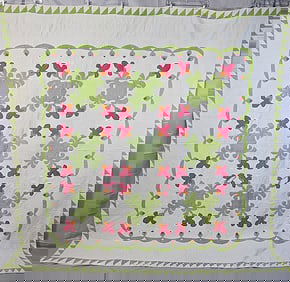 Antique c1860 Tulip Variation Quilt