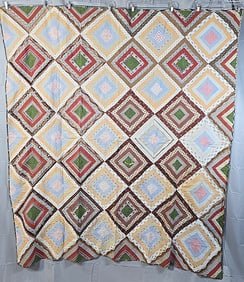 Antique c1880 Lattice Quilt Top
