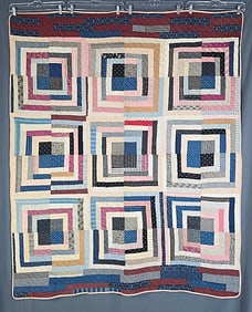 Antique c1900 Log Cabin Quilt - Modern!