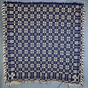 Antique 19th Century Woven Coverlet