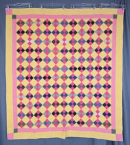 Antique c1890 9 Patch Quilt