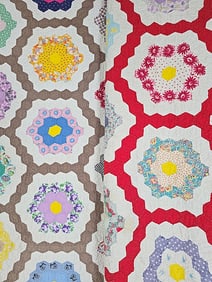 2 Vintage c1960 Grandmother Flower Garden Quilts