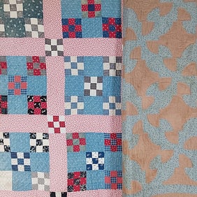 2 Vintage Quilts Double 9 Patch, Drunkards Path