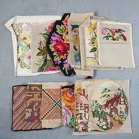 12 Vintage Needlepoint Panels
