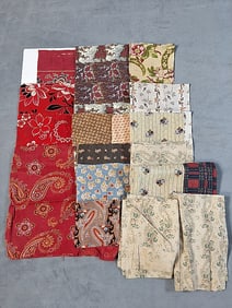 13 Antique 19th Century Cotton Fabrics