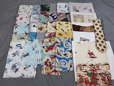 Vintage Novelty Print Fabric and Swatches - Sports