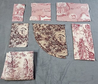 19th Century Red Toile Fragments