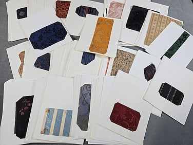 345 Cards Antique Silk Jacquard Textile Swatches