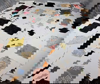 260 Cards Textile Swatches - 19th Century Silk Jacquards