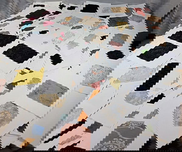 260 Cards Textile Swatches - 19th Century Silk Jacquards: 260 Cards Textile Swatches - 19th Century Silk Jacquards, some cards having 2 swatches, most of these swatches are larger, and would be perfect for crazy quilt restoration. There are a variety of silk