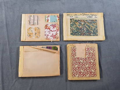 4 Swatch Books - 1890s - French Silks: 4 Swatch Books - 1890s - French Silks. There are over 1000 pieces in the 4 self assembled swatch books that are in this lot. There is a book with about 160 pieces that are silk jacquards. Florals, str