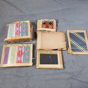 6 Antique Color Textile Swatch Books - European