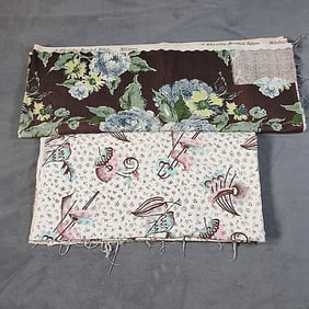 2 Vintage Barkcloth Fabrics