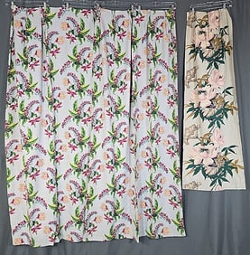 Vintage Tropical Print Barkcloth Curtains