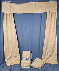6 Vintage Rayon Damask Curtain Sets