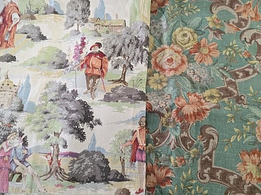 2 Antique Linen Fabrics - Yardage