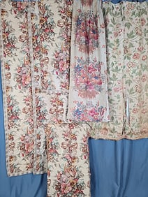 4 Single Antique Linen Curtain Panels