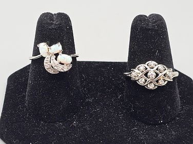 Pair of Vintage 14K Diamond Rings