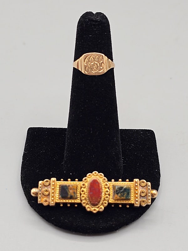 19th Century 14K Brooch and Ring (1 of 7)