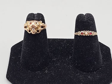 2, 19th Century 10K Gold Rings