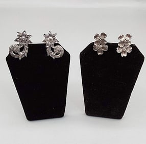 2 Pairs of Vintage Sterling Screw Back Earrings