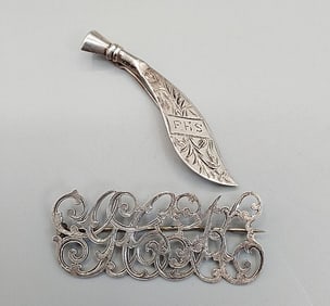Pair of 19th Century Initial Brooches