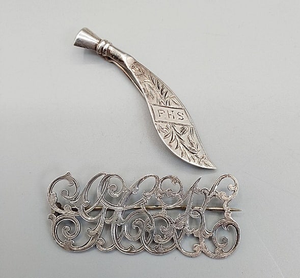 Pair of 19th Century Initial Brooches (1 of 6)