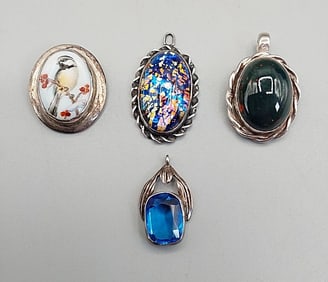 Group of 4 Vintage Sterling Pendants