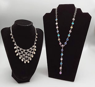 Pair of Vintage and Modern Sterling Necklaces