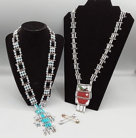 Pair of Vintage 70s Safety Pin Necklaces and More
