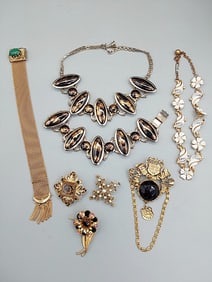 Mixed Mid Century Gold Tone Costume Jewelry