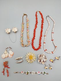 Vintage Shell and Coral Souvenir Jewelry