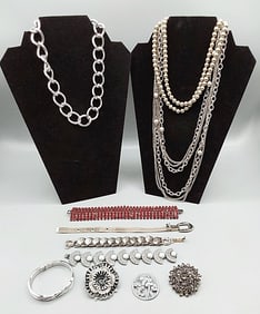 Modern and Vintage Silver Tone Costume Jewelry