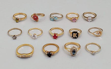 14 Gold Tone Fashion Rings