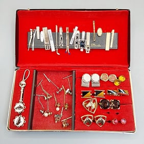 Mid Century Mens Cufflinks,Tie Bars, and Tie Tacks