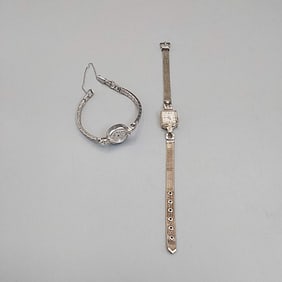 Pair of Dainty 14K White Gold Ladies Watches