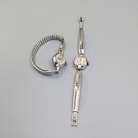 Pair of Vintage Silver Tone Ladies Wrist Watches