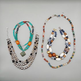 4 Vintage Beaded Necklaces