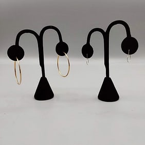 14K Gold Hoop Earrings and Hook Backs