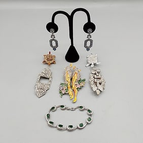 3 Vintage Rhinestone Duets, Pins, more