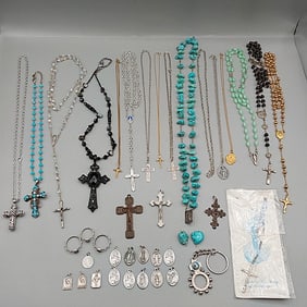 Large Vintage Lot of Religious Christian Jewelry