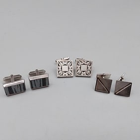 3 Sterling Silver Cufflinks
