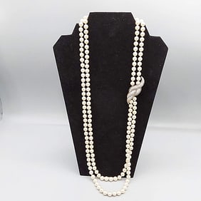Panetta Faux Pearl and Rhinestone Necklace